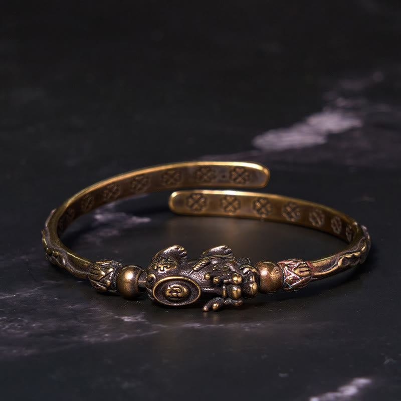 Buddha Stones Pi Xiu Porta Moneta Lingotto Rame Ottone Fortuna Ricchezza Braccialetto Braccialetto