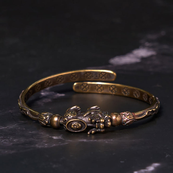 Buddha Stones Pi Xiu Porta Moneta Lingotto Rame Ottone Fortuna Ricchezza Braccialetto Braccialetto