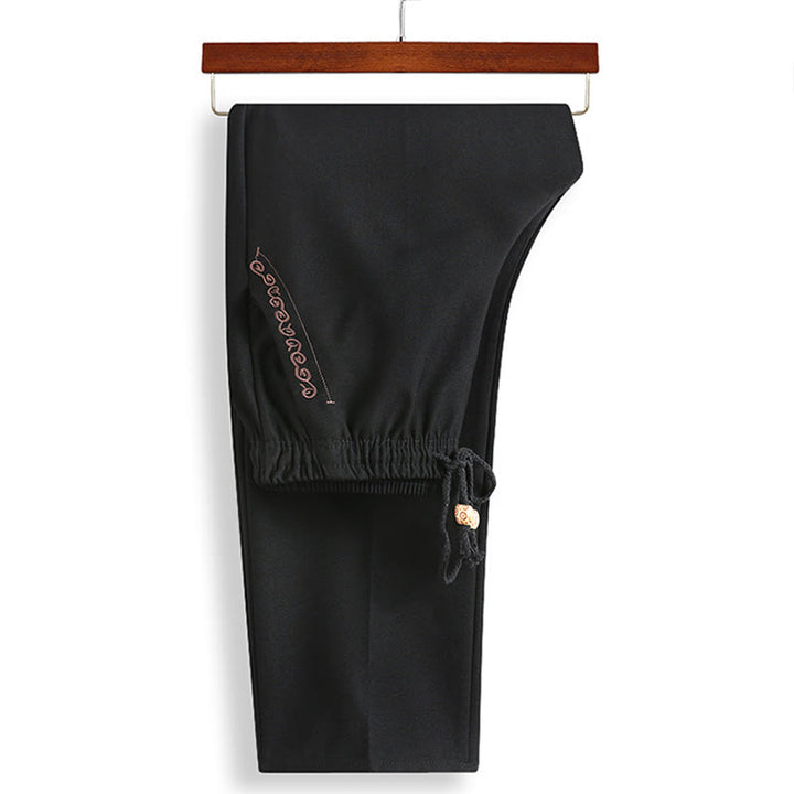 Buddha Stones Capodanno cinese ricamato Tang Suit Hanfu tradizionale uniforme manica lunga Top Pantaloni Abbigliamento Uomo Set