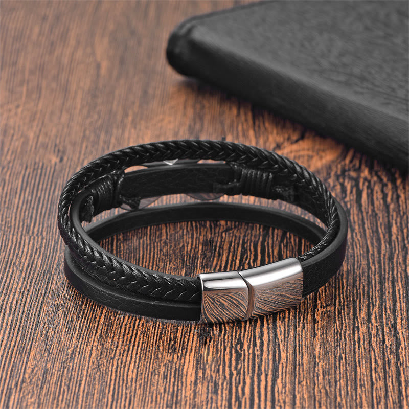 Bracciale con fibbia in pelle calma in acciaio al titanio con simbolo dell'infinito e nodo infinito eterno Buddha Stones