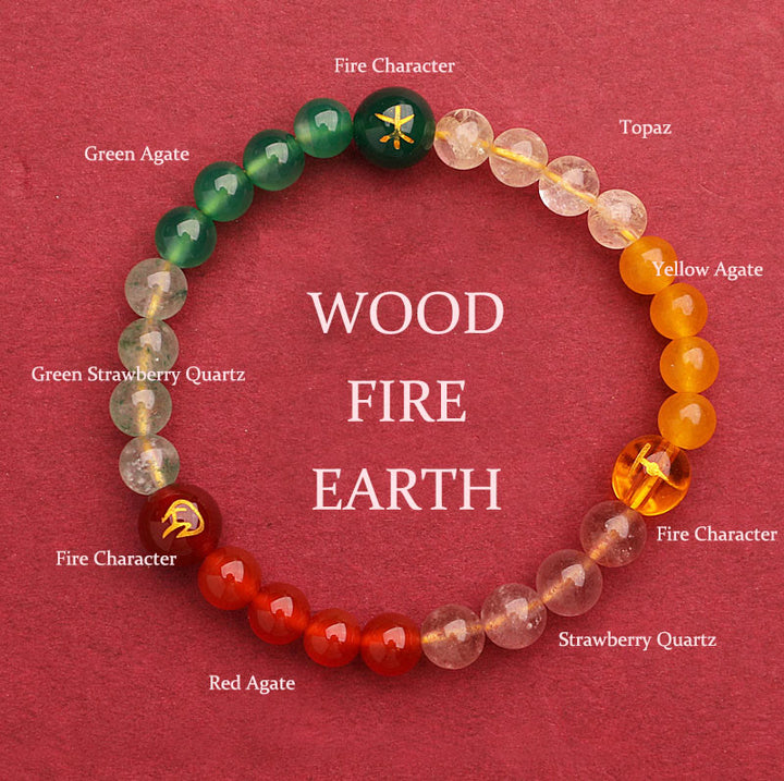 Buddha Stones Cinque Elementi Vari Agata Cristallo Pietra del Sole Bracciale della Saggezza