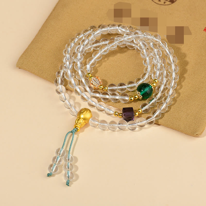 Bracciale Buddha Stones 108 Mala Beads White Crystal Clarity