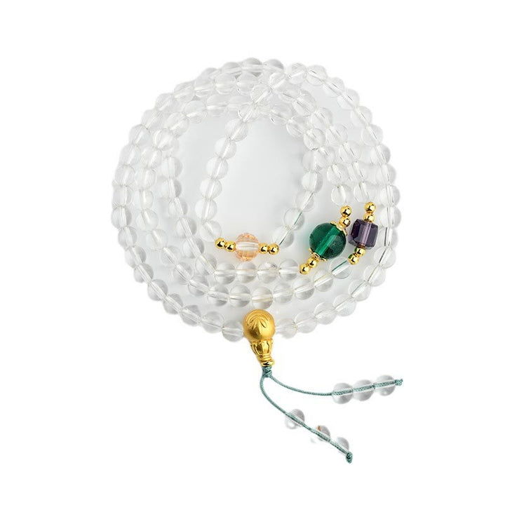 Bracciale Buddha Stones 108 Mala Beads White Crystal Clarity