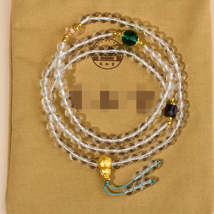 Bracciale Buddha Stones 108 Mala Beads White Crystal Clarity