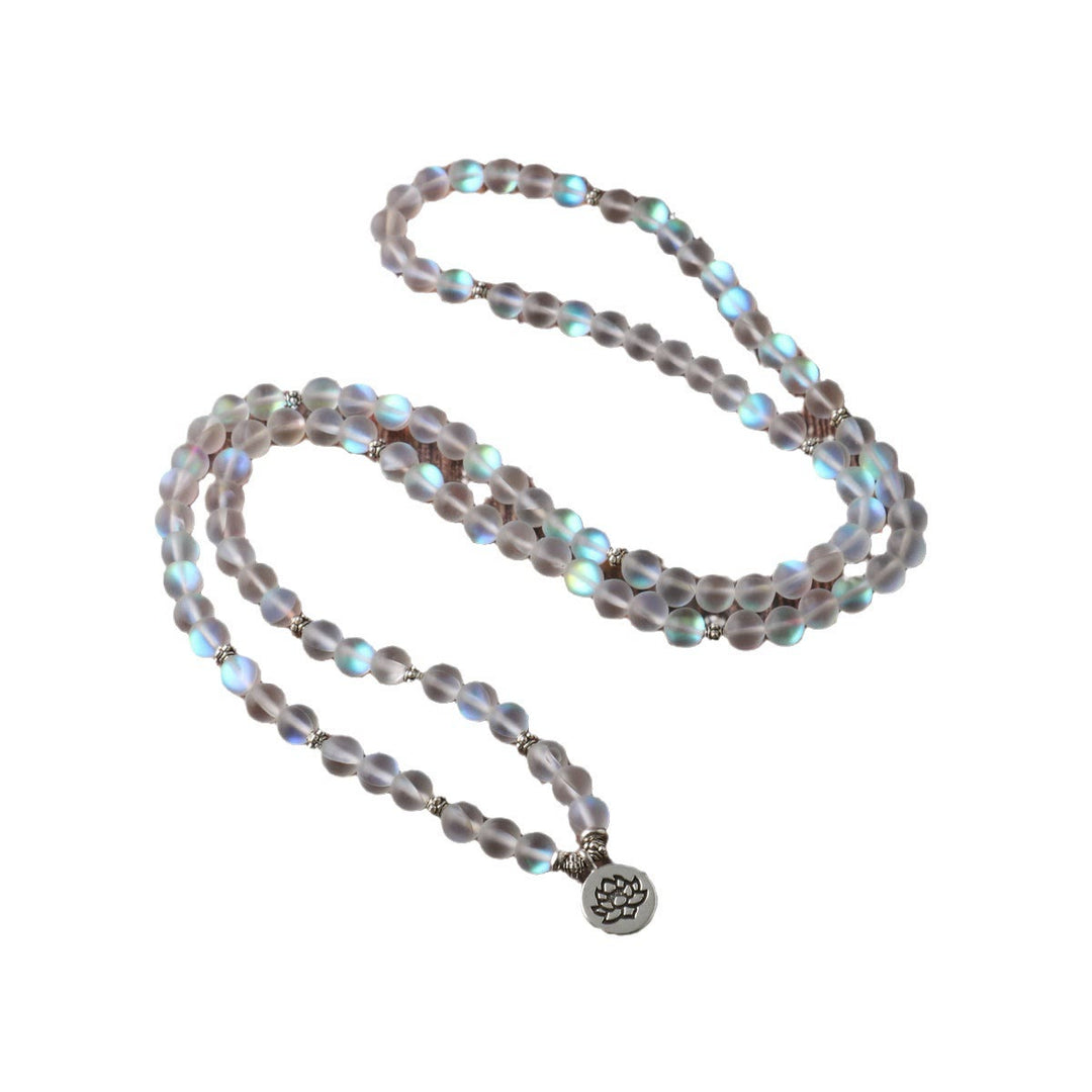 Buddha Stones 108 Mala Beads Glitter Stone Braccialetto dell'Illuminazione del Loto