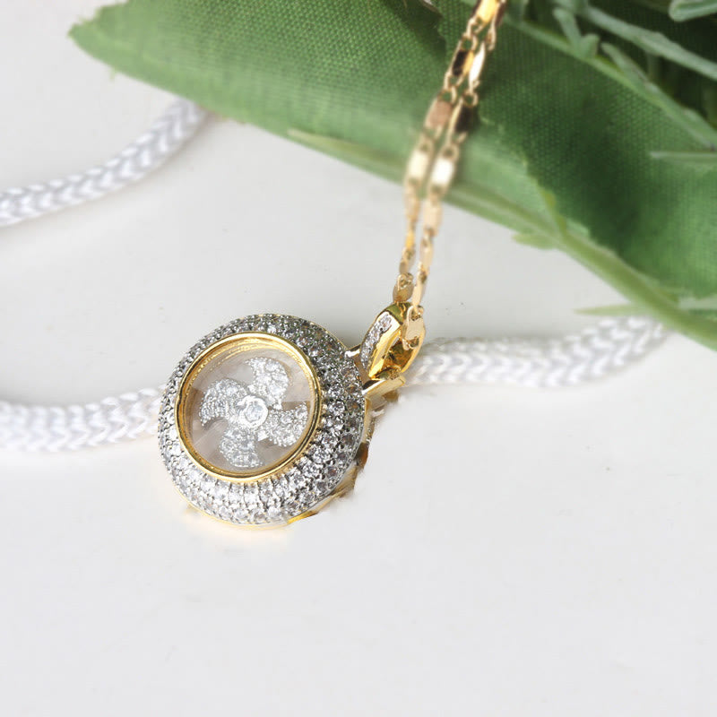 Buddha Stones placcato oro rame ottone girevole mulino a vento Fu Balance collana pendente