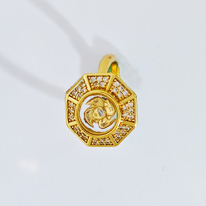 Anello regolabile Buddha Stones Gold Plated Copper Windmill Feng Sheng Shui Qi Luck Wealth