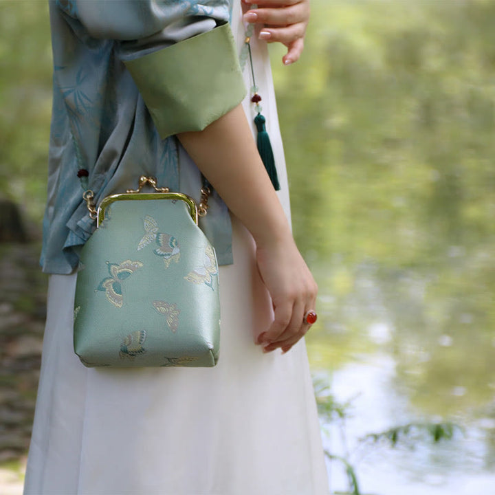 Borsa a tracolla con catena di perle e ricamo cinese retrò Buddha Stones - image 5