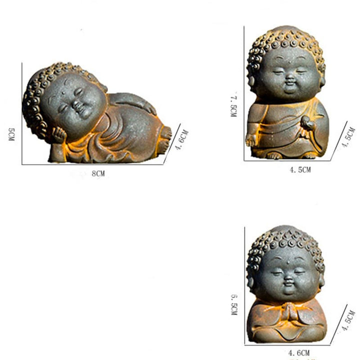 Buddha Stones Piccolo In Piedi Sdraiato Seduto Carino Buddha Polvere di Ferro Ruggine Statua in Resina Decorazione per la Casa