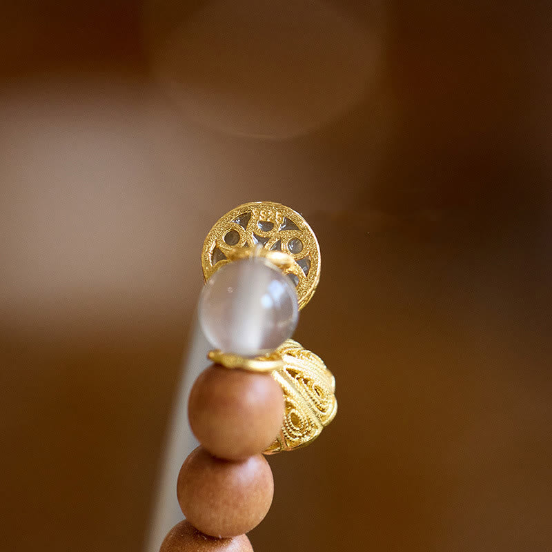 Buddha Stones Sandalo Agata Grigia Calcedonio Braccialetto Mezza Manica