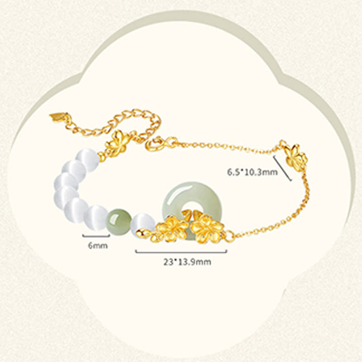 Braccialetto dell'amore in argento sterling 999 Buddha Stones, crisoberillo e giada di Hetian - image 11