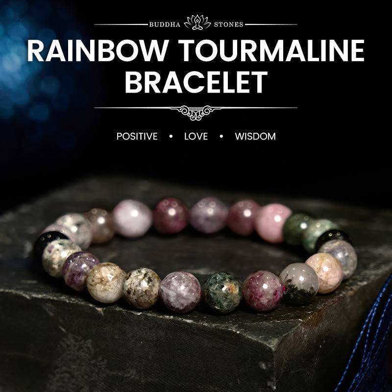Braccialetto positivo Buddha Stones Rainbow Tormalina