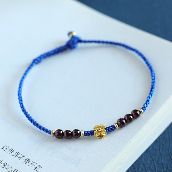 Buddha Stones Klein Blue String South Red Agate Garnet Copper Flower Power Braccialetto