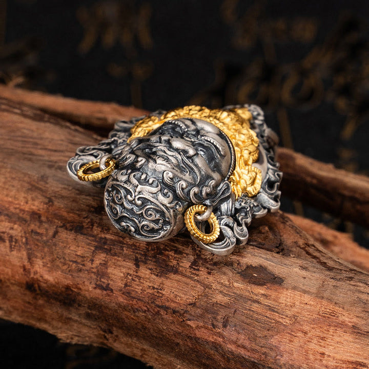 Collana con ciondolo in argento sterling 925 Buddha Stones in argento sterling tibetano giallo Jambhala, dio della ricchezza e protezione