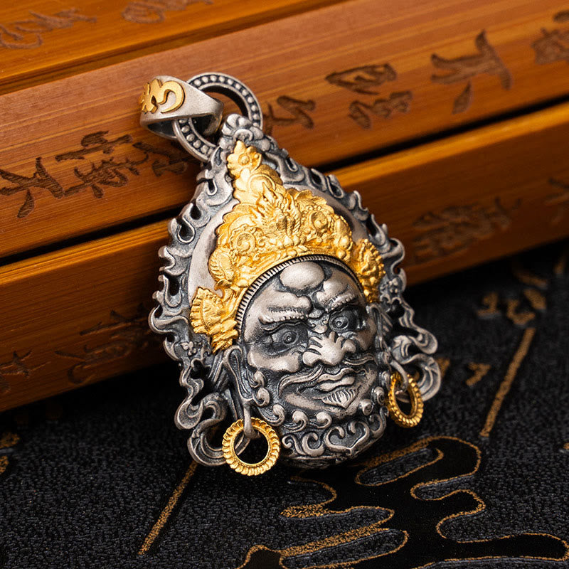 Collana con ciondolo in argento sterling 925 Buddha Stones in argento sterling tibetano giallo Jambhala, dio della ricchezza e protezione