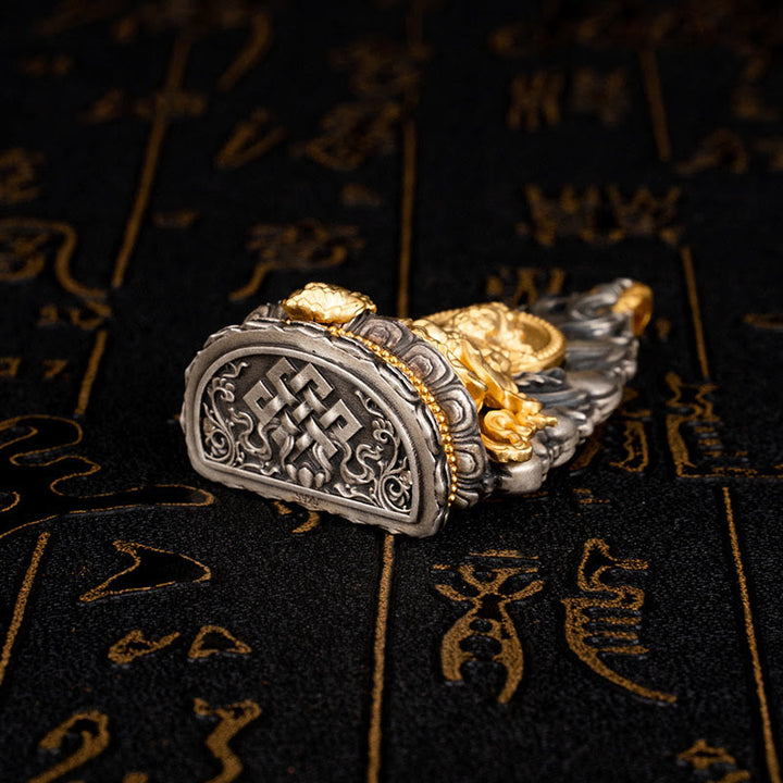 Collana con ciondolo a Buddha Stones in argento sterling 925 Tibet Yellow Jambhala, Dio della ricchezza e benedizione