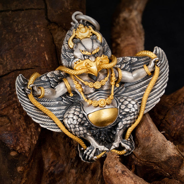 Collana con ciondolo a forma di uccello Garuda tibetano in argento sterling 925 Buddha Stones