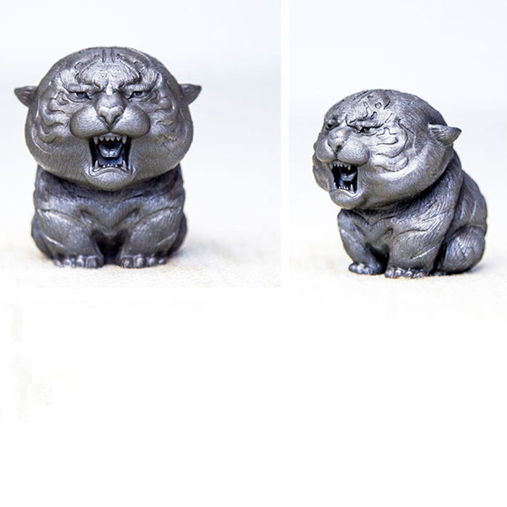 Statua in resina Buddha Stones con polvere di ferro e ruggine fatta a mano in miniatura di tigre ruggente, decorazione per la casa