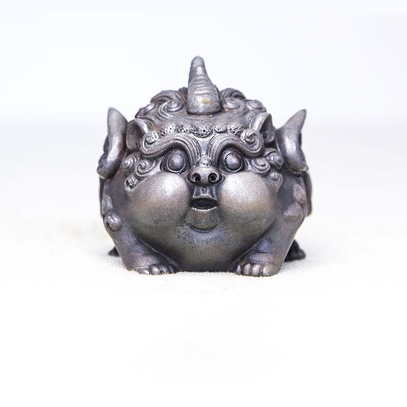 Buddha Stones Fatto a Mano Ricchezza PiXiu Polvere di Ferro Ruggine Statua in Resina Decorazione per la Casa