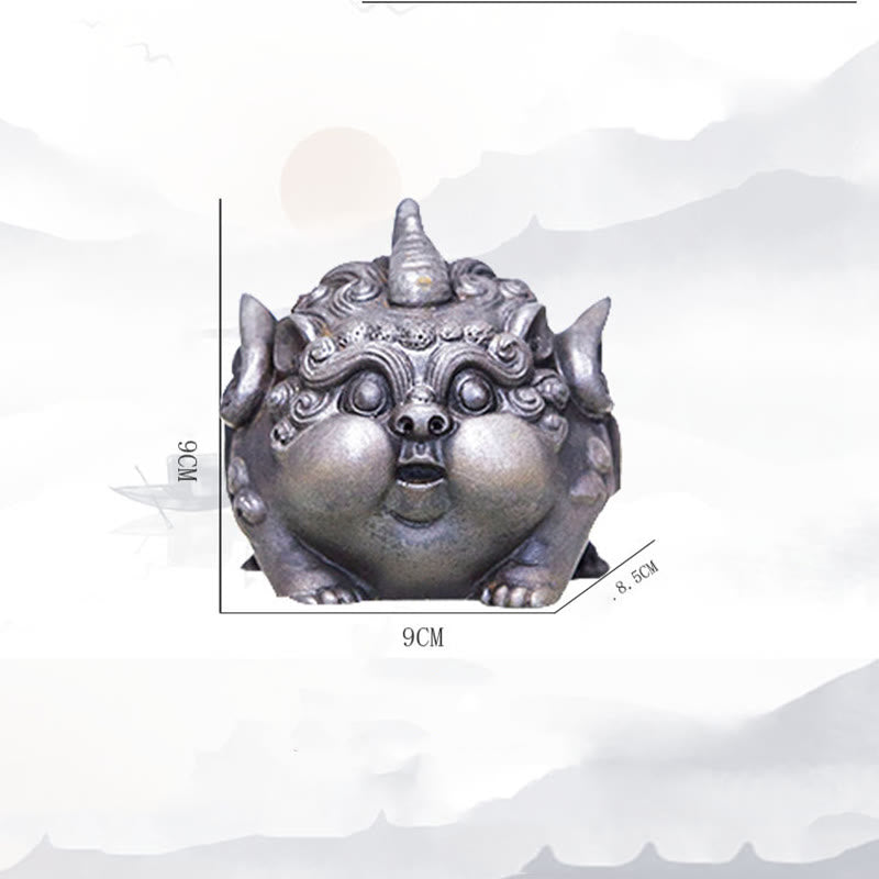 Buddha Stones Fatto a Mano Ricchezza PiXiu Polvere di Ferro Ruggine Statua in Resina Decorazione per la Casa