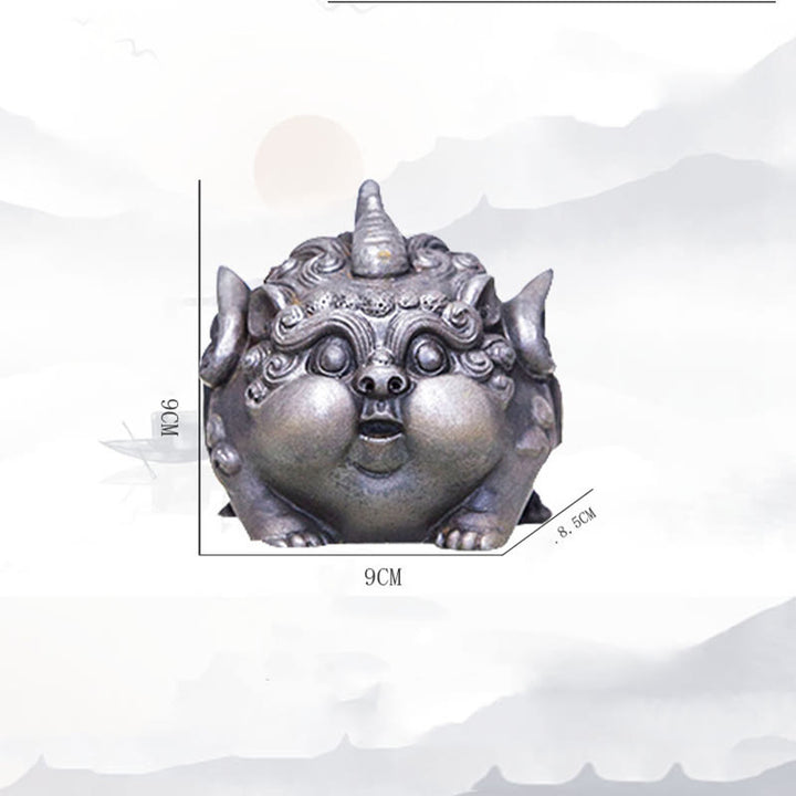 Buddha Stones Fatto a Mano Ricchezza PiXiu Polvere di Ferro Ruggine Statua in Resina Decorazione per la Casa