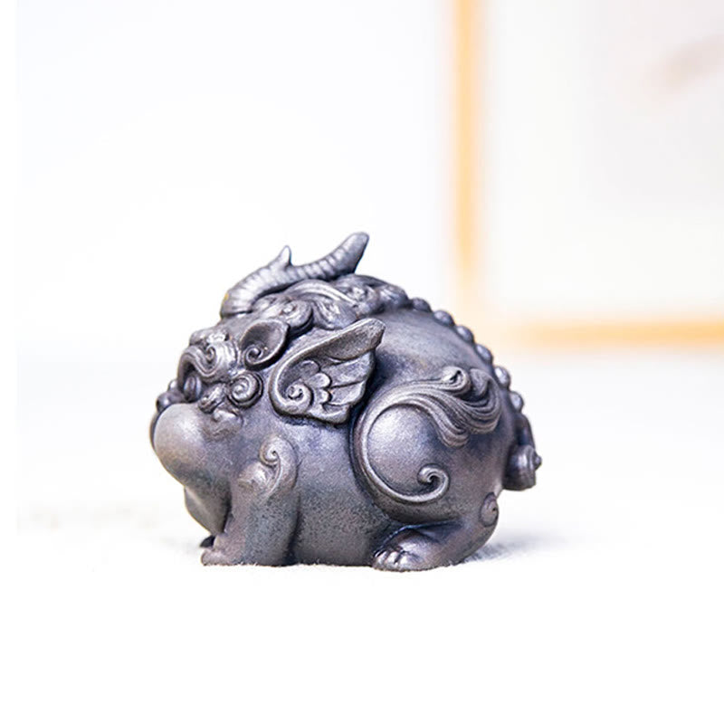 Buddha Stones Fatto a Mano Ricchezza PiXiu Polvere di Ferro Ruggine Statua in Resina Decorazione per la Casa