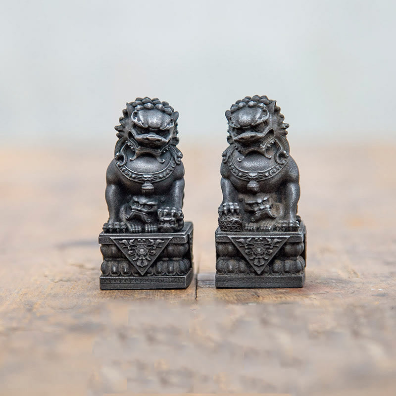 Buddha Stones fatte a mano Leone Fu Foo Cani Polvere di ferro Ruggine Statua in resina fusa Allontana il male Protezione Decorazione per la casa