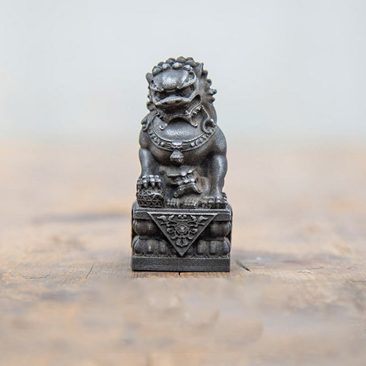 Buddha Stones fatte a mano Leone Fu Foo Cani Polvere di ferro Ruggine Statua in resina fusa Allontana il male Protezione Decorazione per la casa
