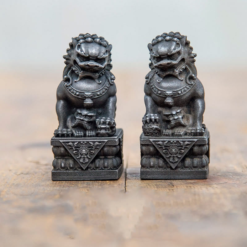 Buddha Stones fatte a mano Leone Fu Foo Cani Polvere di ferro Ruggine Statua in resina fusa Allontana il male Protezione Decorazione per la casa