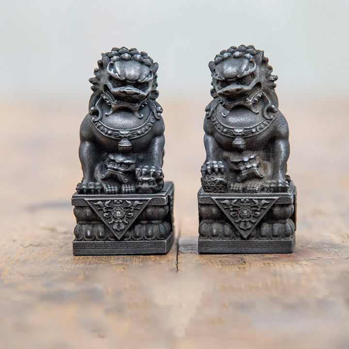 Buddha Stones fatte a mano Leone Fu Foo Cani Polvere di ferro Ruggine Statua in resina fusa Allontana il male Protezione Decorazione per la casa