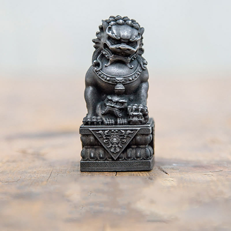 Buddha Stones fatte a mano Leone Fu Foo Cani Polvere di ferro Ruggine Statua in resina fusa Allontana il male Protezione Decorazione per la casa