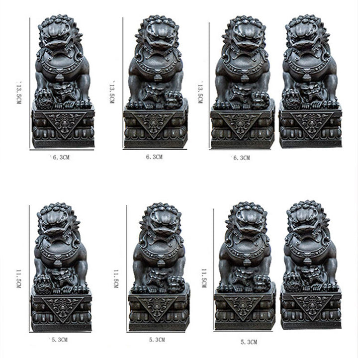 Buddha Stones fatte a mano Leone Fu Foo Cani Polvere di ferro Ruggine Statua in resina fusa Allontana il male Protezione Decorazione per la casa