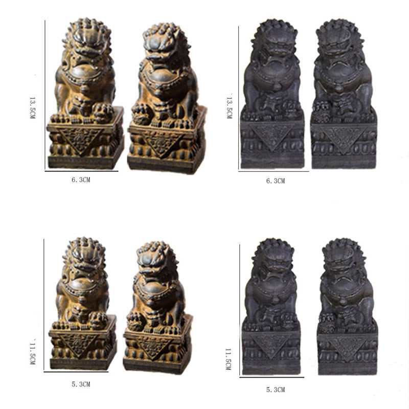 Buddha Stones fatte a mano Leone Fu Foo Cani Polvere di ferro Ruggine Statua in resina fusa Allontana il male Protezione Decorazione per la casa