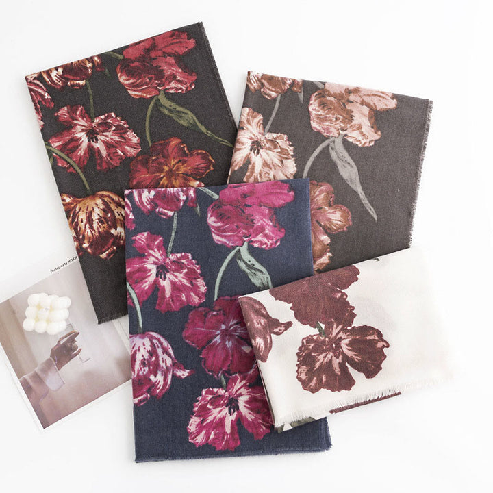 Buddha Stones , elegante, con stampa floreale, autunno inverno, morbido e caldo