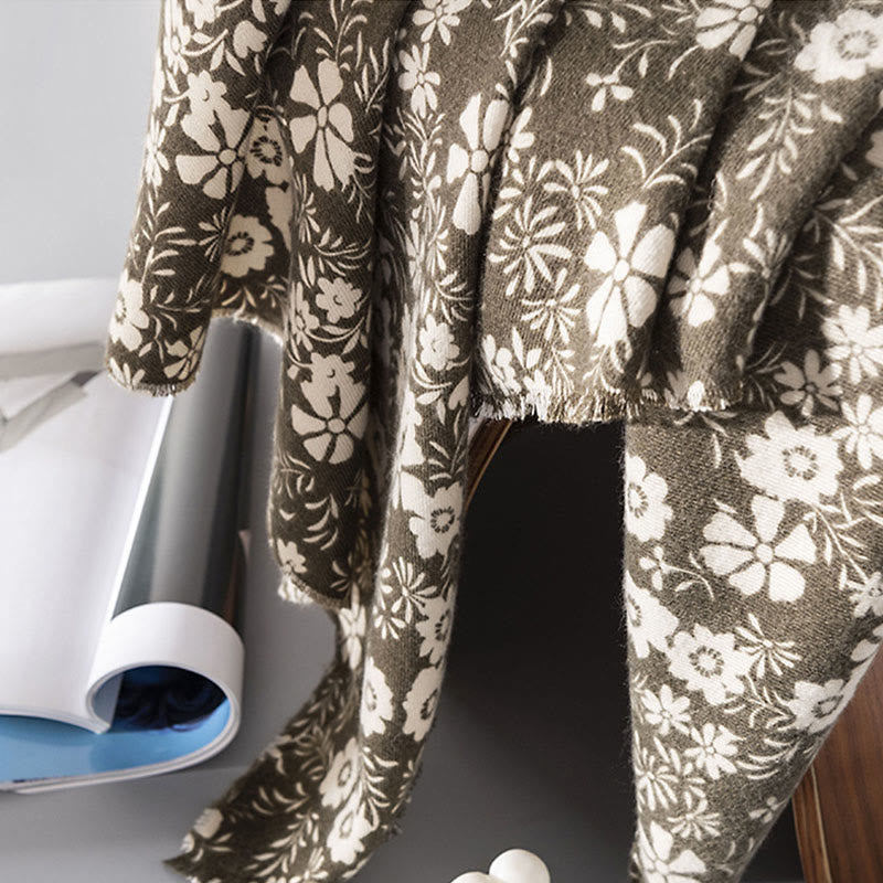 Buddha Stones tibetano con stampa di margherite fresche, autunno inverno, morbido e caldo, da viaggio