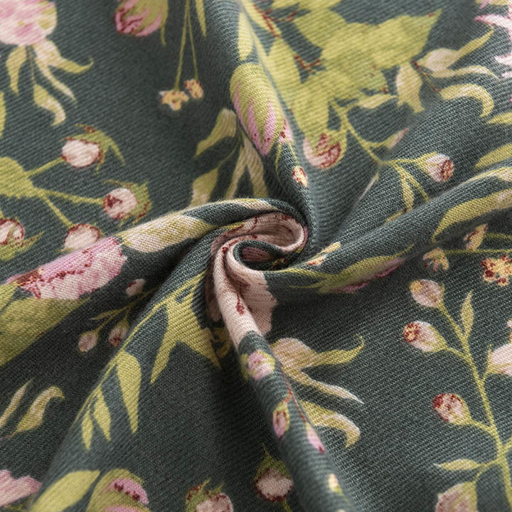 Scialle tibetano con Buddha Stones, fiori che sbocciano, foglie rigogliose, stampa autunnale, invernale, morbido e caldo