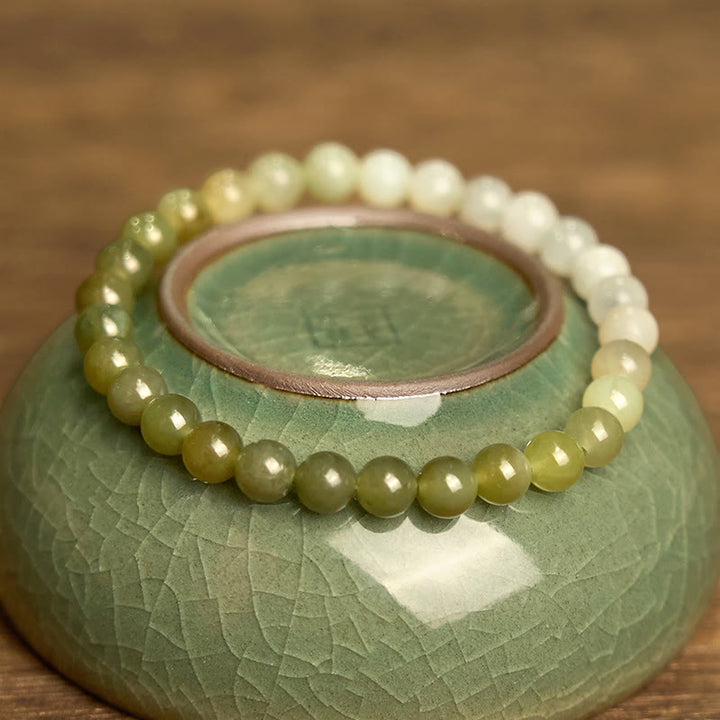 Bracciale Buddha Stones Hetian Jade Gradient Color Abbondanza