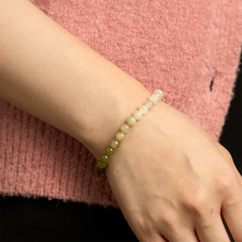Bracciale Buddha Stones Hetian Jade Gradient Color Abbondanza