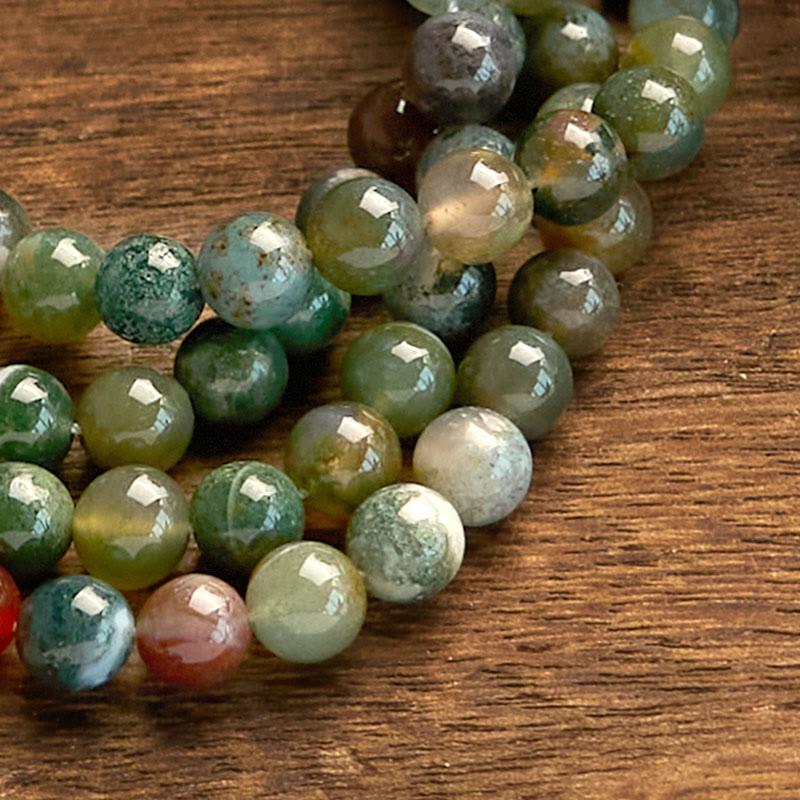 Buddha Stones 108 Mala Beads Pietra naturale Agata indiana Braccialetto di loto calmo