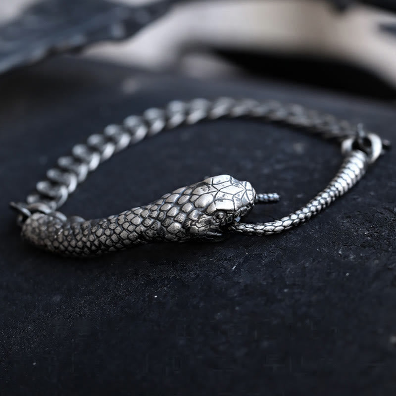 Braccialetto di benedizione dell'anno del serpente a forma di serpente in argento sterling Buddha Stones - image 2