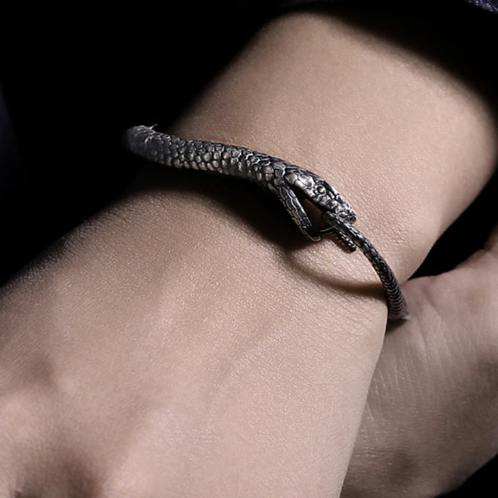 Braccialetto di benedizione dell'anno del serpente a forma di serpente in argento sterling Buddha Stones - image 4