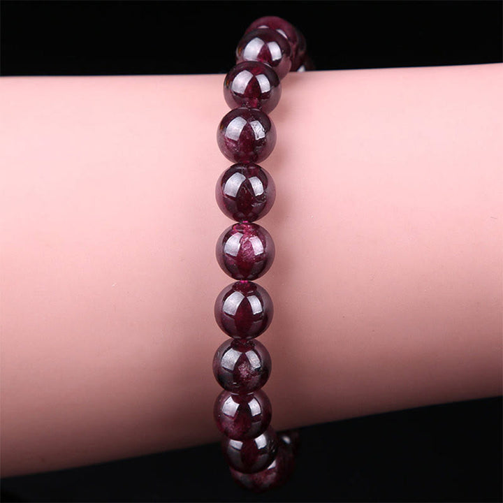 Braccialetto Buddha Stones Natural Garnet Bead Passion