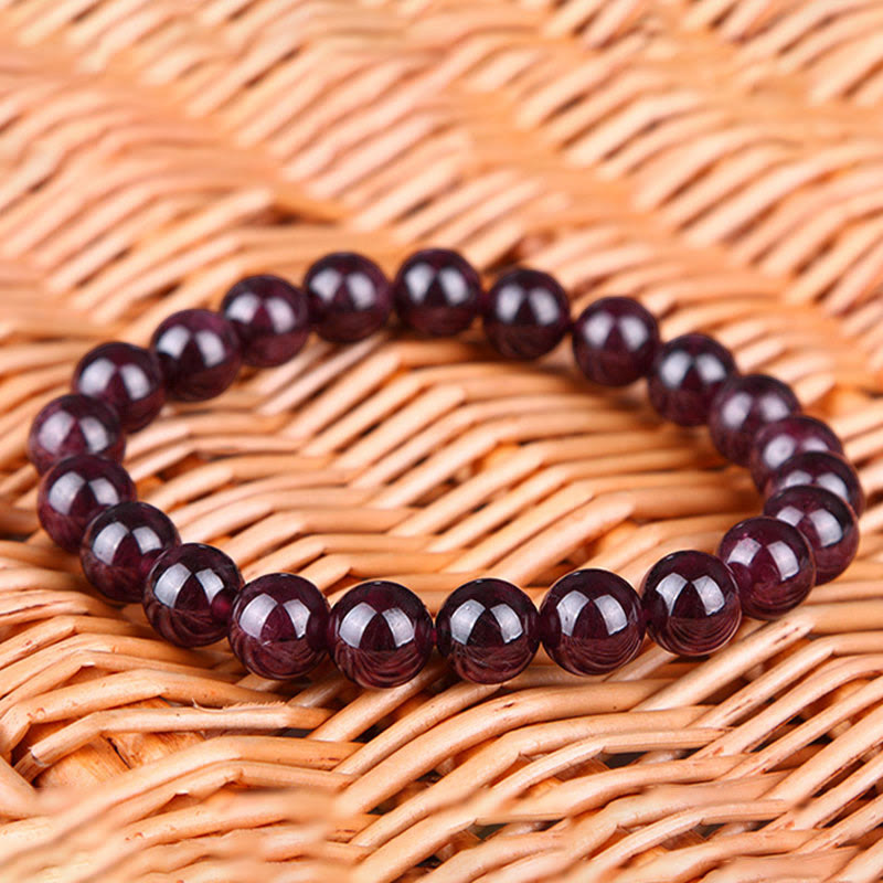 Braccialetto Buddha Stones Natural Garnet Bead Passion