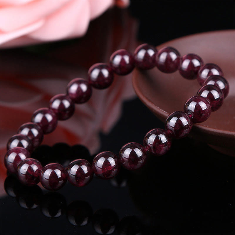 Braccialetto Buddha Stones Natural Garnet Bead Passion