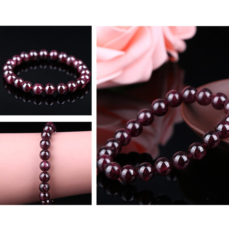 Braccialetto Buddha Stones Natural Garnet Bead Passion