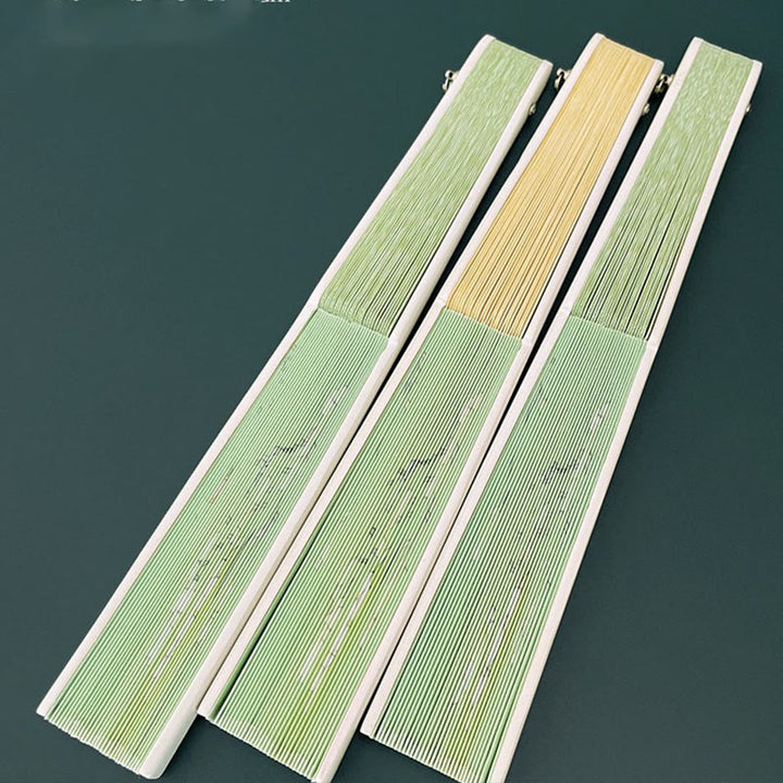 Buddha Stones Orchidea Begonia Fiore Ventilatore pieghevole in cotone e lino in bambù