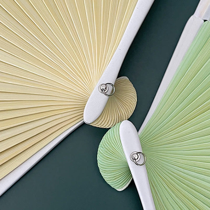 Buddha Stones Orchidea Begonia Fiore Ventilatore pieghevole in cotone e lino in bambù