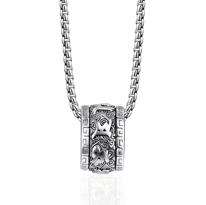 Buddha Stones Tibetano Om Mani Padme Hum Collana con ciondolo in acciaio al titanio e pace - Argento Om Mani Padme Hum - image 8