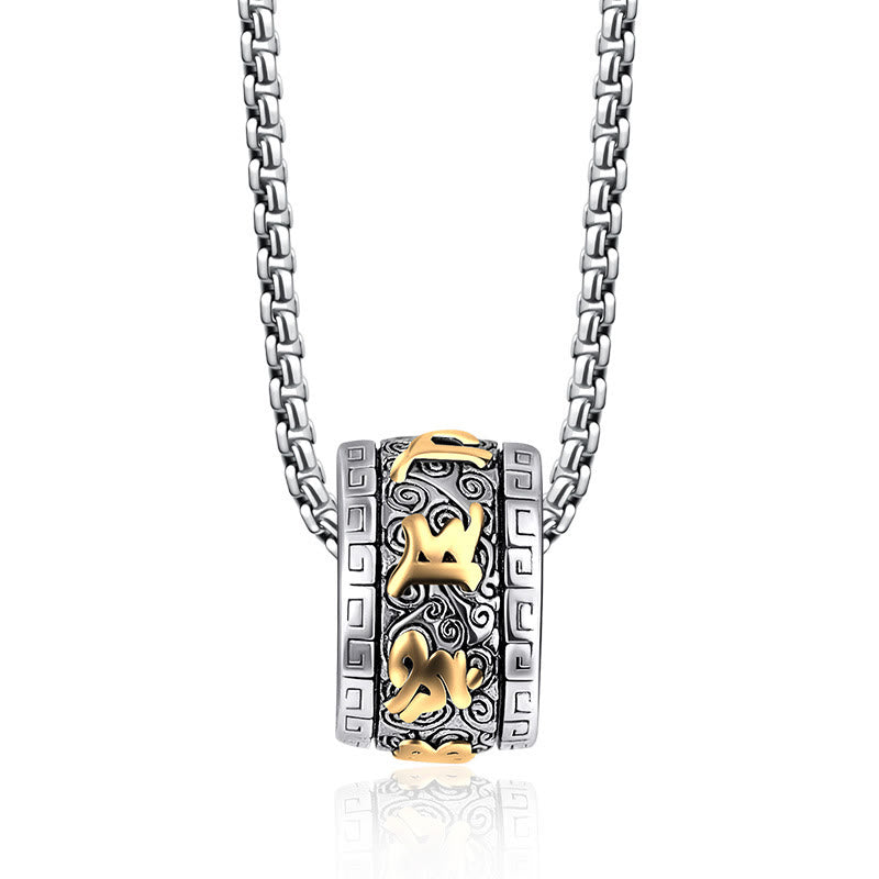 Buddha Stones Tibetano Om Mani Padme Hum Collana con ciondolo in acciaio al titanio e pace - image 6