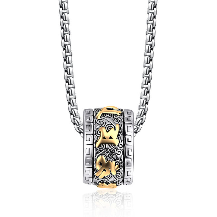 Buddha Stones Tibetano Om Mani Padme Hum Collana con ciondolo in acciaio al titanio e pace - image 6